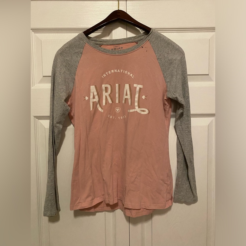 Ariat Classic Fit Pink and Gray Top